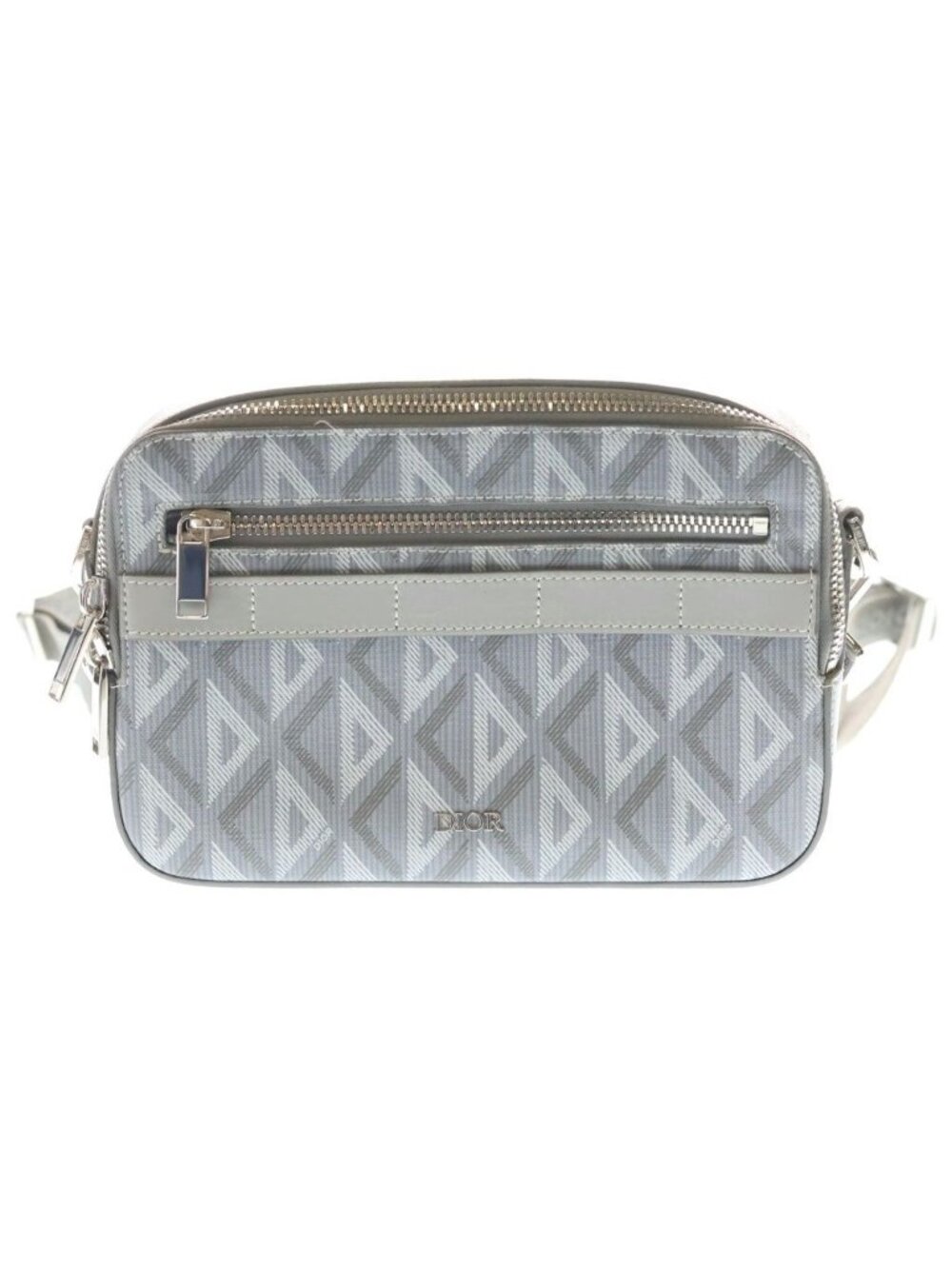 Dior CD Diamond Messenger Bag Mini Gray Leather Silver